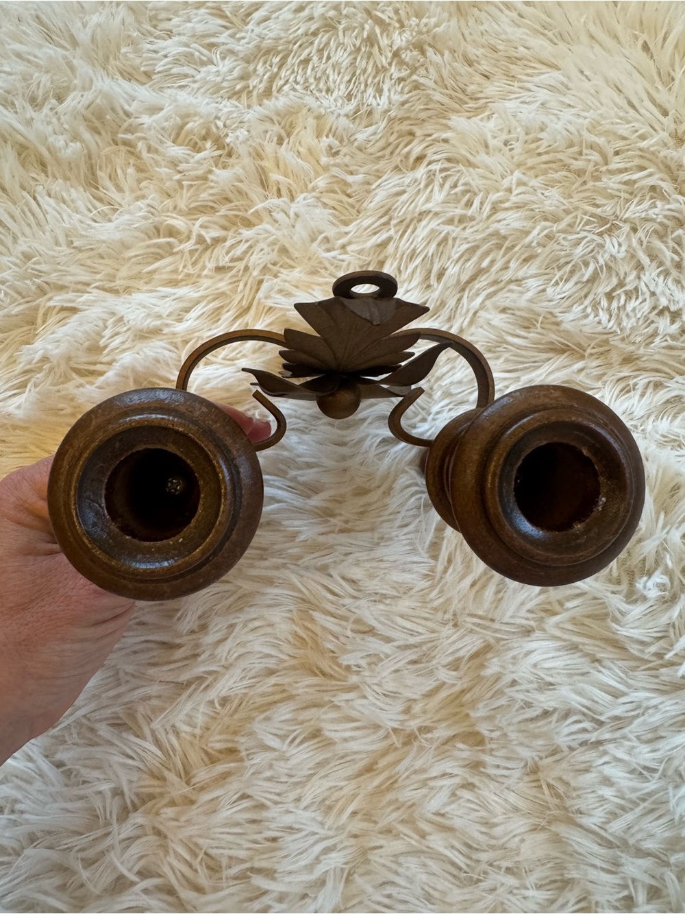 MCM Wooden Double Wall Sconce Candle Holder - Picture 8 of 8